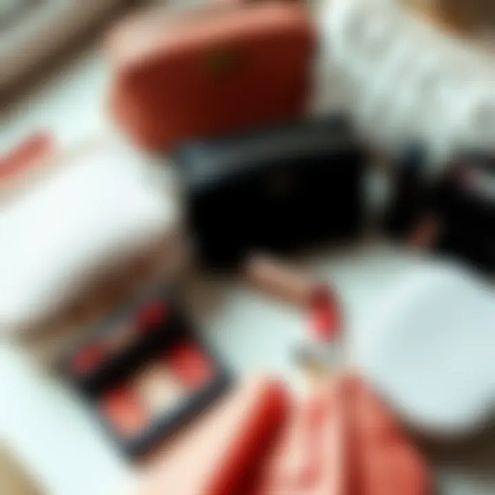 A chic layout showcasing various makeup bags in different styles