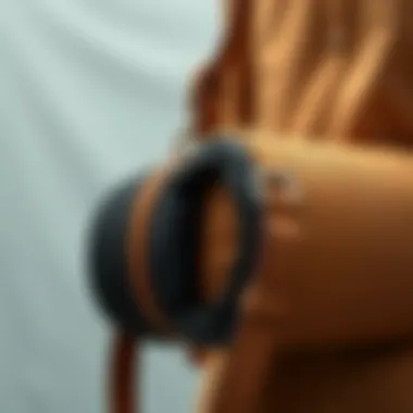 Close-up of the cylinder shoulder bag showcasing its unique materials