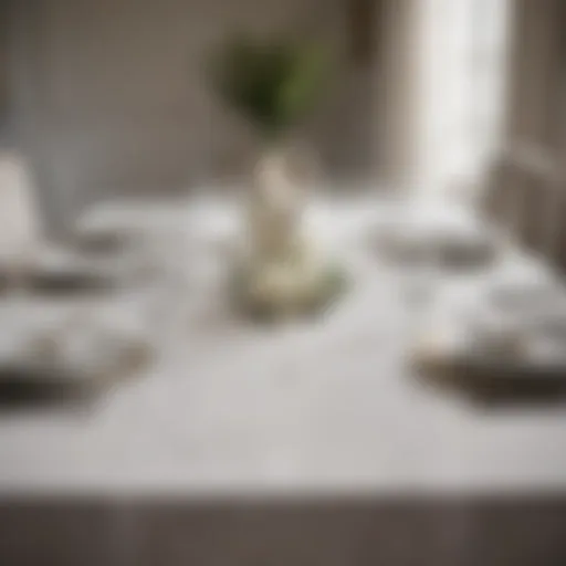 Elegant white sheer table runner on a beautifully set dining table