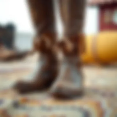 A close-up view of the unique materials used in vintage cowgirl boots