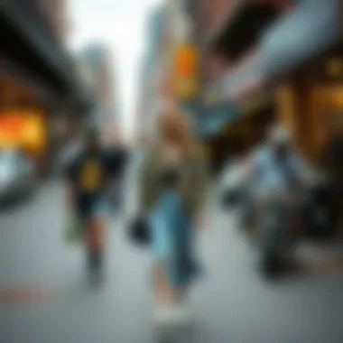 A vibrant street scene illustrating the cultural significance of indie clothing in urban settings.