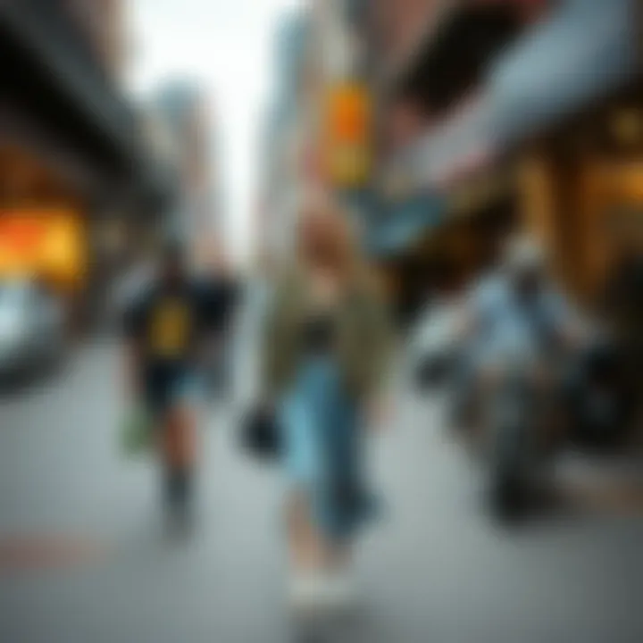 A vibrant street scene illustrating the cultural significance of indie clothing in urban settings.