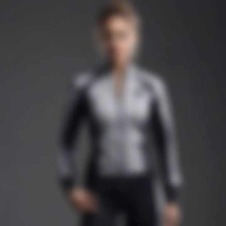 Stylish fitted workout jacket paired with athletic gear on a stylish backdrop