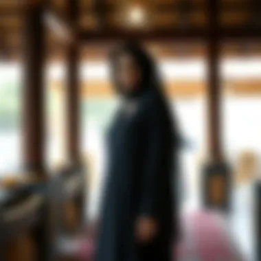 Cultural context illustration with long sleeve abaya in traditional settings