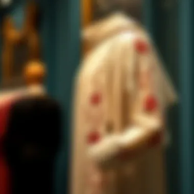 Elegant long sleeve abaya draped on a mannequin showcasing intricate embroidery