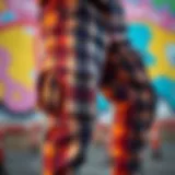 Stylish plaid cargo pants showcasing vibrant color scheme