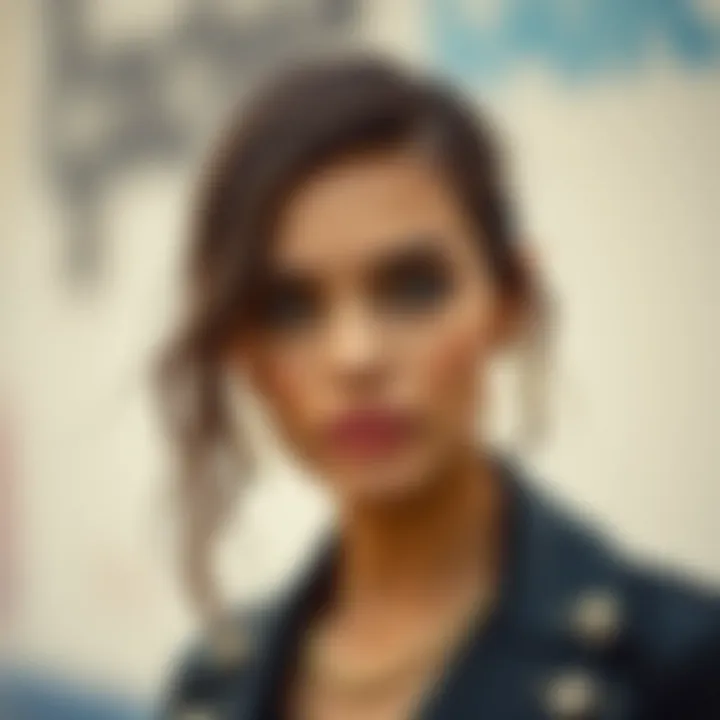 Fashion model showcasing skull stud accessories