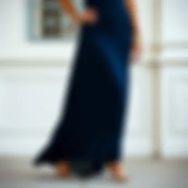 Accessorized slimming maxi dress paired with stylish shoes