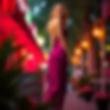 Elegant design of a slimming maxi dress in a vibrant setting