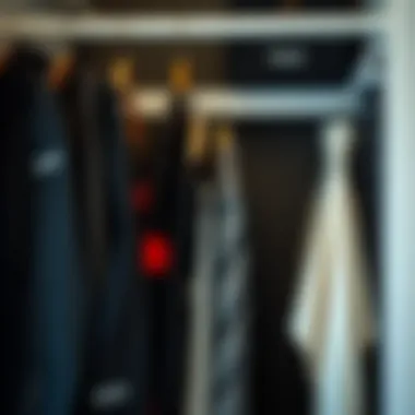 Organized wardrobe featuring labeled fashion items