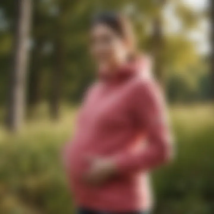 Expectant mother enjoying outdoor activities in stylish fleece