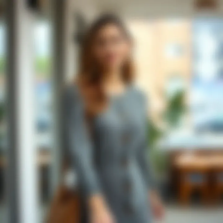 Knit button front dress styled for a casual outing