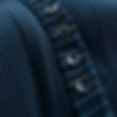 Close-up of fabric textures in a knit button front dress