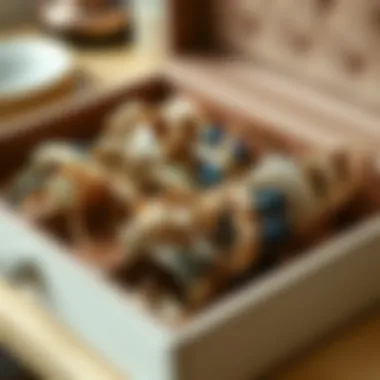 Organized collection of bracelets in a decorative box