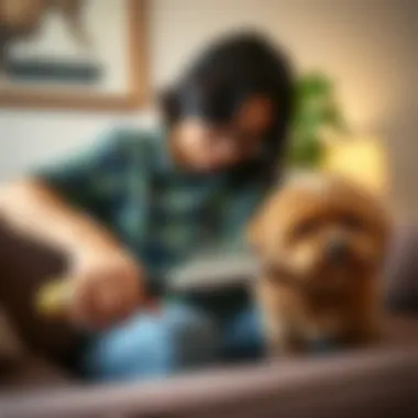 Effective Use of Pet Hair Removal Comb on Furniture An individual using a pet hair removal comb on a couch, effectively removing fur.