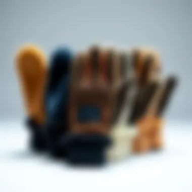 Different types of fur removal gloves displayed side by side, showcasing various colors and materials.