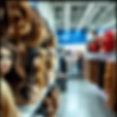 Diverse selection of wigs displayed in a retail store