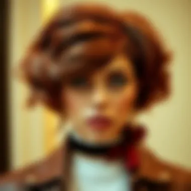 Stylish individual trying on different wig styles