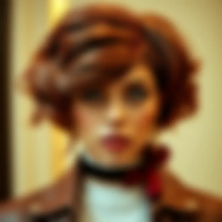 Stylish individual trying on different wig styles